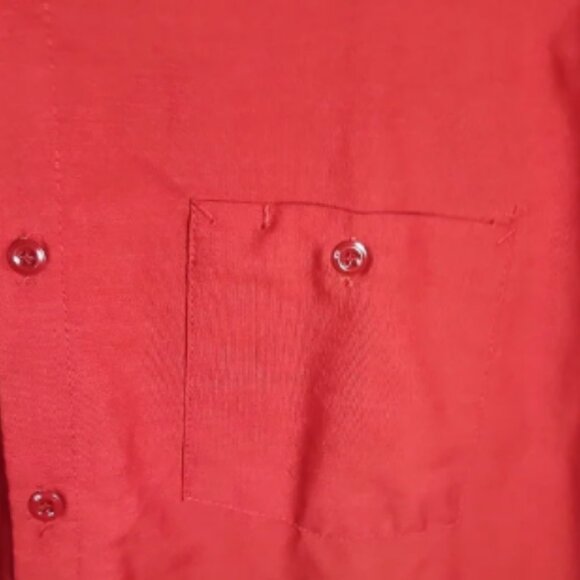 Vibrant Red Casual Button Down Shirt with Pointed Collar - Picture 4 of 5